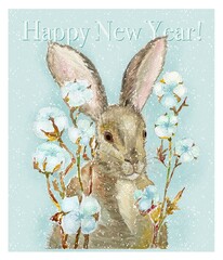 Rabbit illustration for New Year card