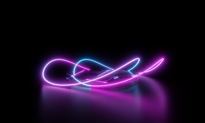 podium with glowing neon ring for product display presentation