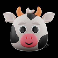 Animal cow icon 3d rendering on isolated background