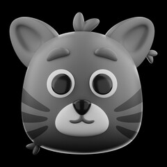 Animal cat icon 3d rendering on isolated background