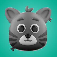 Animal cat icon 3d rendering on isolated background