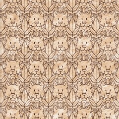 Cute safari wild tiger animal pattern for babies room decor. Seamless big cat furry brown textured gender neutral print design. 