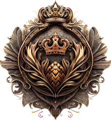 Fotobehang 3d rendering of royal crown on metal badge without background  © GASSENHAUER®