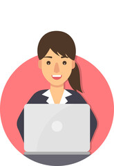 Busineswosman on duty, female employee at work.	