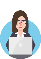 Busineswosman on duty, female employee at work.	