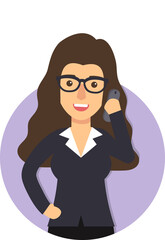 Busineswosman on duty, female employee at work.	