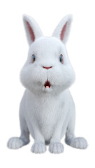 3D Rendering White Bunny on White