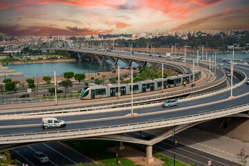 Fototapeta premium Traffic on Hassan II bridge in Rabat, Morocco