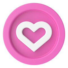 Love icon. Heart icon. 3D illustration.
