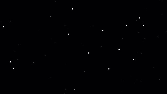 PNG Alpha.Motion Snow animation repesenting snow falling on black background.Snowfall overlay, slowly falling snow effect.