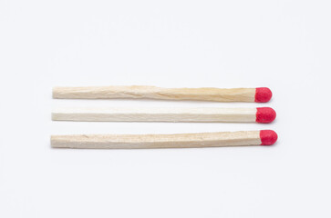 Matchsticks on white background