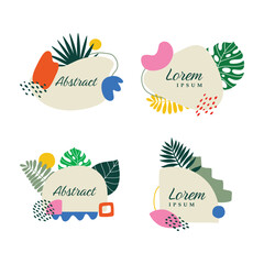 Modern abstract art backgrounds with abstract shapes and botanical leaves