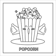 kawaii hand drawn illustration colouring page of food and drink