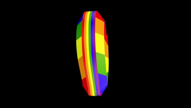 Close-up heart in rainbow colors flag, lgbt flag. 3D animation.
