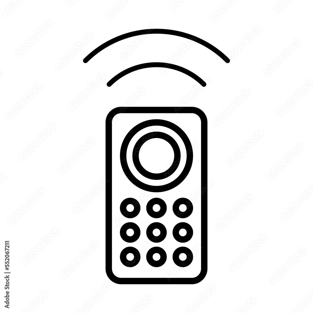 Poster simple remote control and radio waves. operation of electronic devices. vectors.