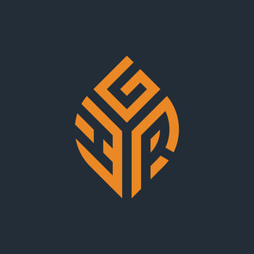 Initial letter HGR abstract leaf logo design symbol
