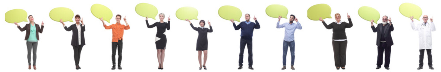 group of successful business people with comments