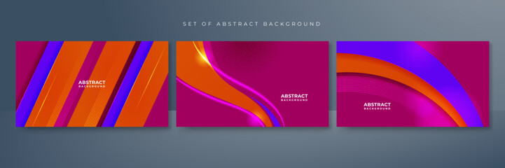 Naklejka premium Abstract magenta blue and orange gradient background with technology and speed motion concept
