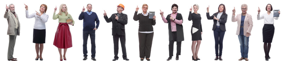 group of businessmen showing thumbs up isolated