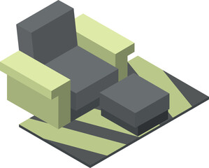 Soft armchair. Isometric furniture icon. Cozy seat