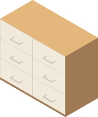 Dresser isometric icon. Wooden drawer home furniture