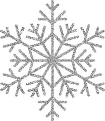Silver Glitter Sparkling Snowflake Shape Christmas Symbol Isolated Design Element