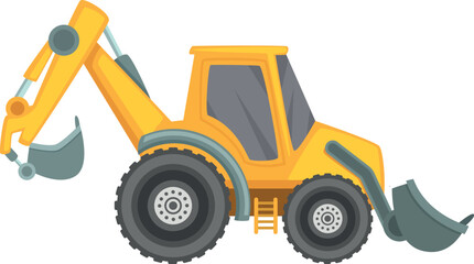 Backhoe loader icon. Construction vehicle side view