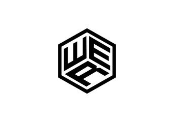 initial letter logo WER hexagon initial company icon business logo background illustration