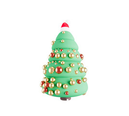 3d christmas tree isolated on transparent background. 
