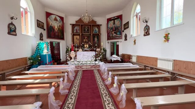 Inside the village St. Casimir Catholic Church in Belarus.
