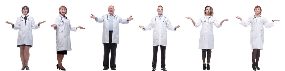 group of doctors in full length isolated