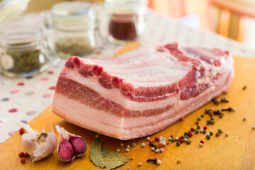 fresh piece of lard ready for salting