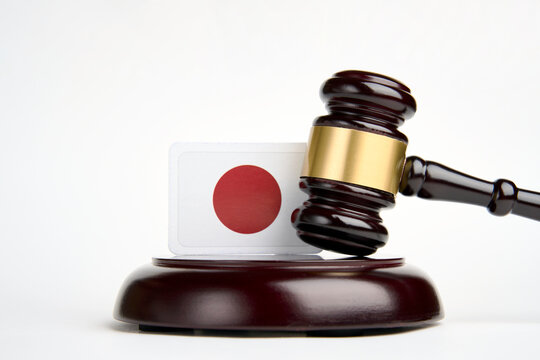 Legal Law Concept Image, Judge Gavel And Flag Of Japan