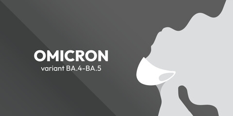Omicron variant BA.4-BA.5 COVID-19. New strain of coronavirus. Woman with face mask coughing vector illustration