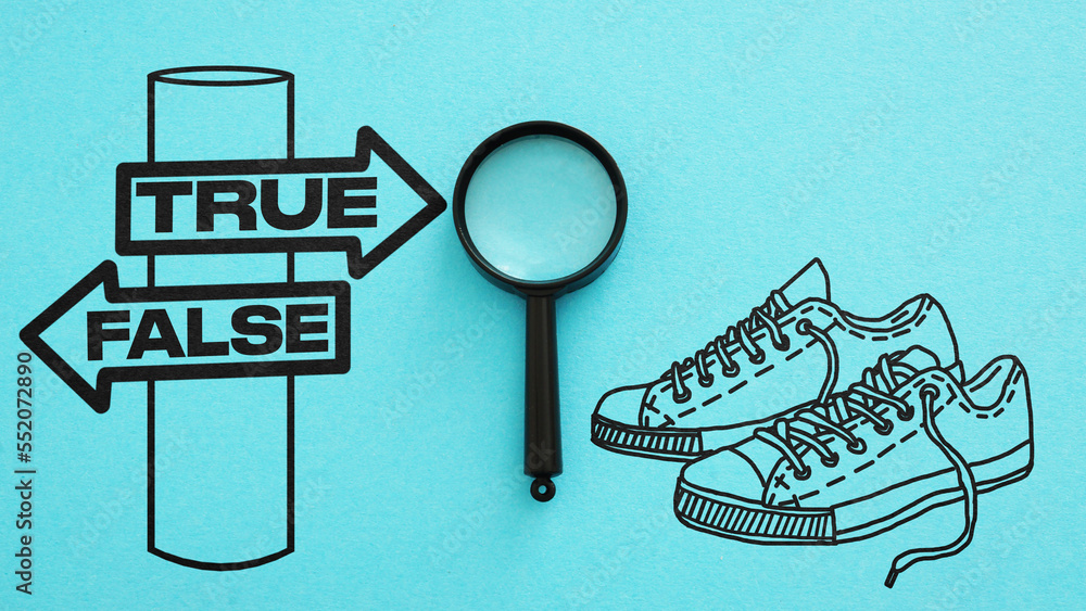 Aufkleber True or False is shown using the text
