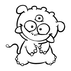 Little virus or cartoon monster for coloring page