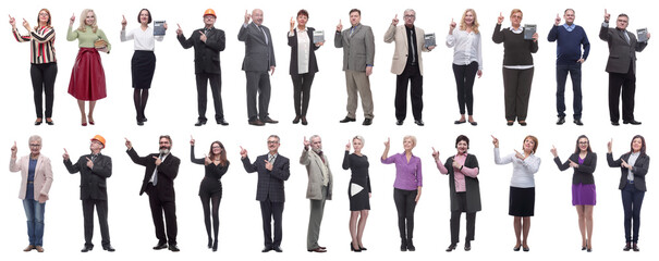 Fototapeta premium group of businessmen showing thumbs up isolated