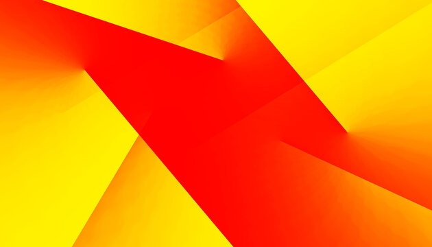 Yellow orange red abstract background for design. Geometric shapes. Triangles, squares, stripes, lines. Color gradient. Modern, futuristic. Bright, colorful. Web banner.