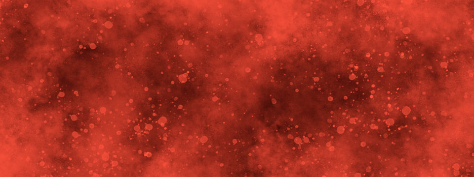 Abstract seamless randomized red glitter background, sparkle red bokeh is floting randomly on red background, old and grainy red grunge texture for wallaper and design.	