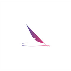 Colorful feather quill pen logo design