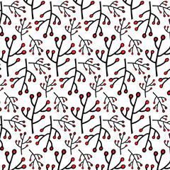 Christmas seamless pattern with berries