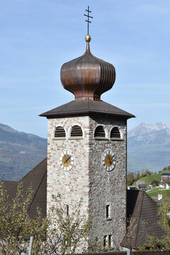 Onion Dome of St. Joseph's Church, Portrait, Triesenberg, Liechtenstein