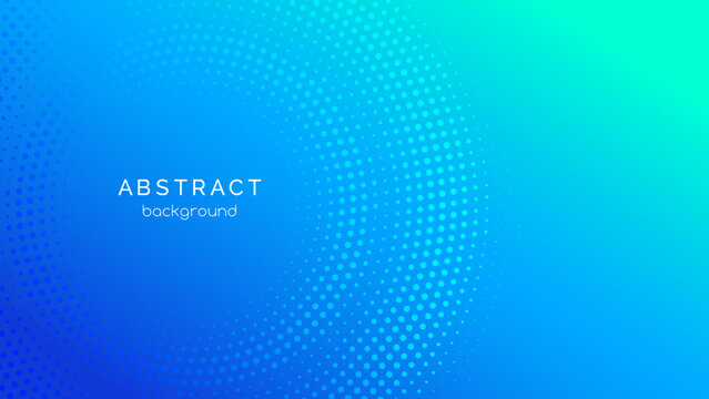 Blue gradient dotted background. Halftone effect circle vector abstract backdrop for presentation, banner, landing page