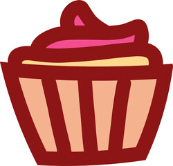 hand drawn cupcake doodle illustration