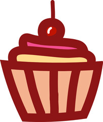 hand drawn cupcake doodle illustration