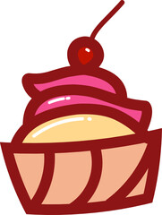 hand drawn cupcake doodle illustration