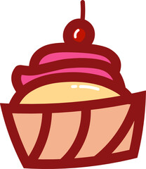 hand drawn cupcake doodle illustration