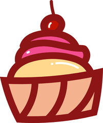 hand drawn cupcake doodle illustration