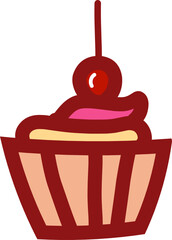 hand drawn cupcake doodle illustration