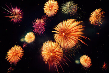 Naklejka premium Sparkling color fireworks. AI generated
